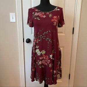 Korsis Women’s Small Floral Burgundy Midi Dress